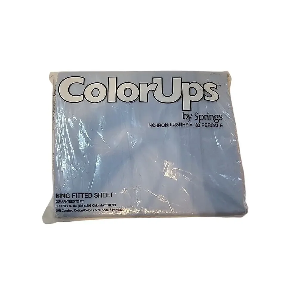 Springs Color Ups KING FITTED Sheet No Iron 180 Percale NEW